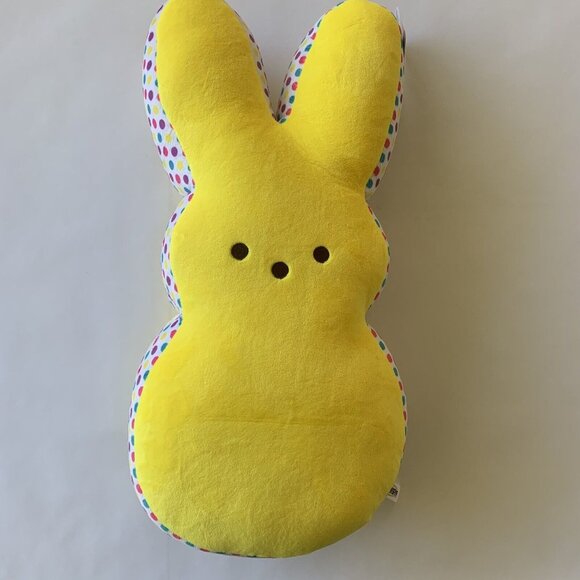 Huge Yellow Peeps Plush Stuffed  Easter Bunny w/ Rainbow Polka Dots Peep 17” 2PK - Picture 3 of 7